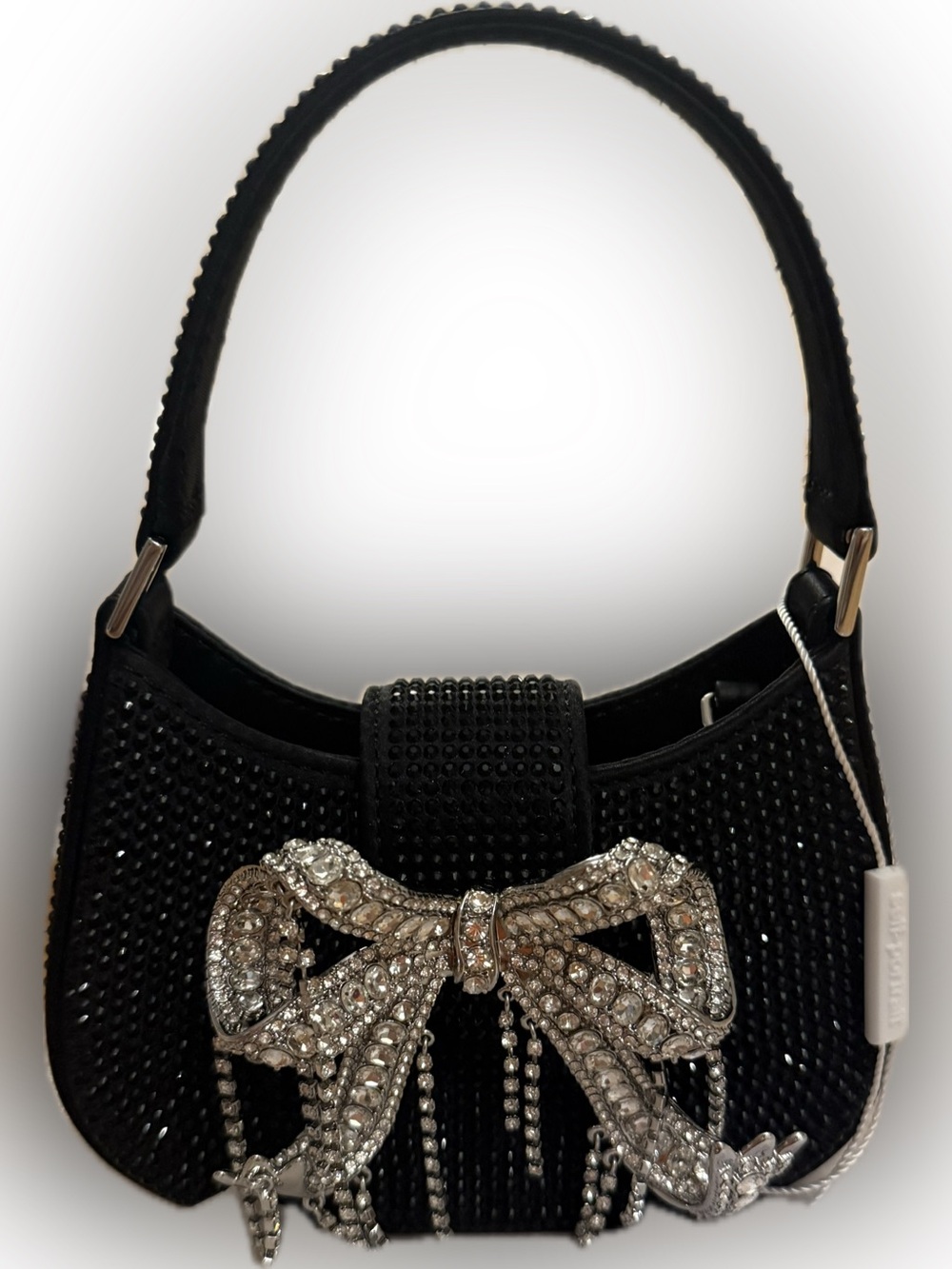 Self portrait, NWT Elegant rhinestone crescent bow‎ micro black bag in gift box